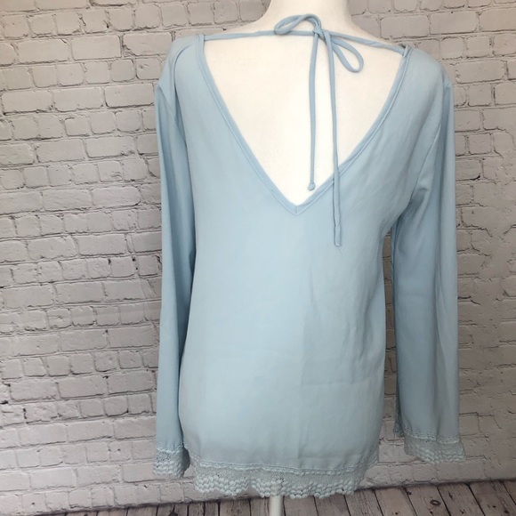 Sage / blue long sleeve blouse - Picture 3 of 3